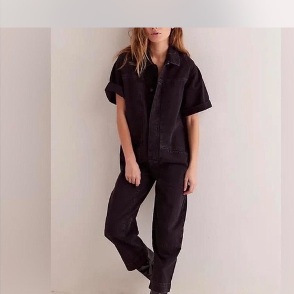 We The Free Black Denim Jumpsuit